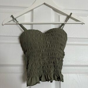 Olive Green Smocked Women's Top